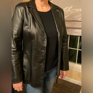 Jones New York Classic Black Leather Blazer